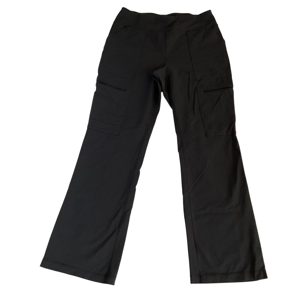 Duluth Trading Co Cargo Pants Women Medium Black Noga Supplex Straight Leg